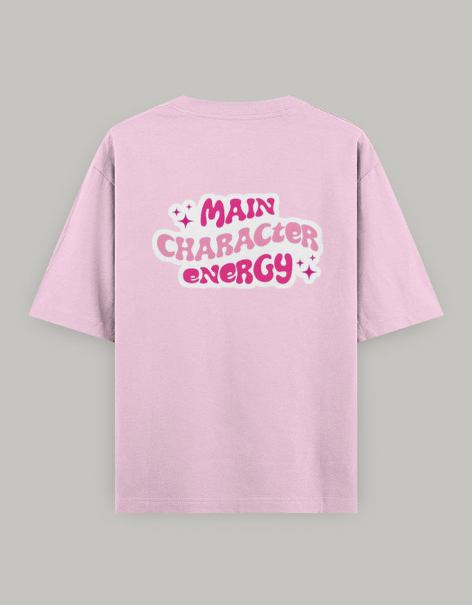 Main Character Vibes Oversized T-Shirt t-shirt oversized fit cotton fabric heavyweight fabric graphic print printed design detail view by HAViT Apparel