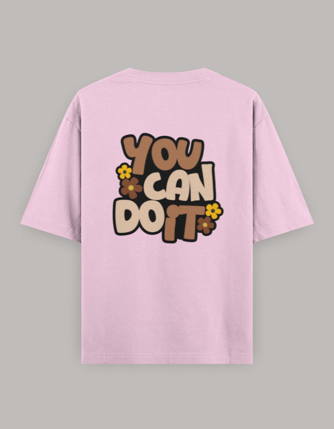 Believe in You Floral Oversized Tee t-shirt oversized fit cotton fabric heavyweight fabric printed design detail view by HAViT Apparel
