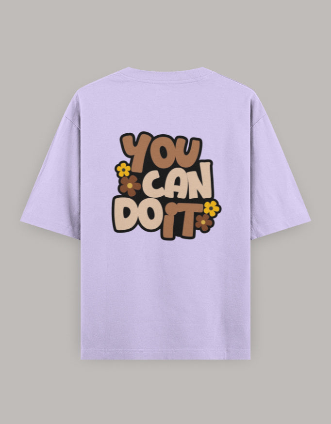 Believe in You Floral Oversized Tee t-shirt oversized fit cotton fabric heavyweight fabric printed design detail view by HAViT Apparel