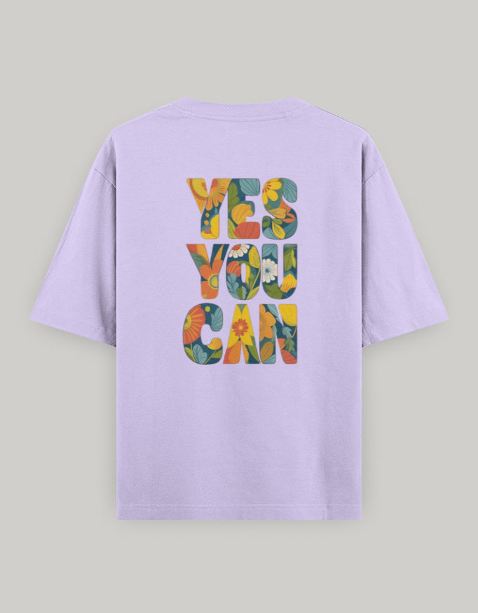 Bloom with Confidence Oversized Tee t-shirt oversized fit cotton fabric heavyweight fabric printed design detail view by HAViT Apparel
