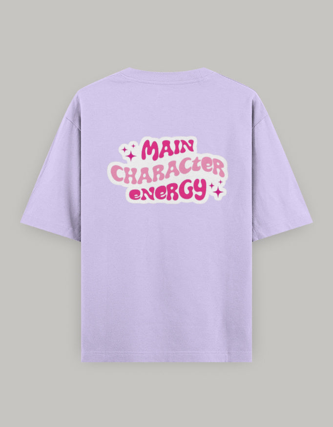 Main Character Vibes Oversized T-Shirt t-shirt oversized fit cotton fabric heavyweight fabric graphic print printed design detail view by HAViT Apparel