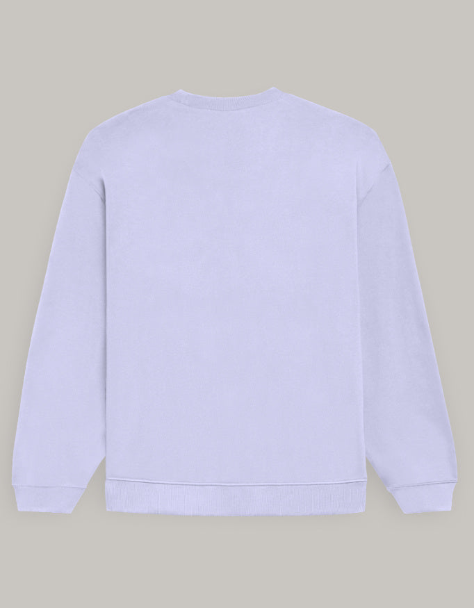 Oversized Men’s Graphic Sweatshirt – Undoubtedly Doubtful Typography sweatshirt oversized fit cotton fabric heavyweight fabric printed design detail view by HAViT Apparel