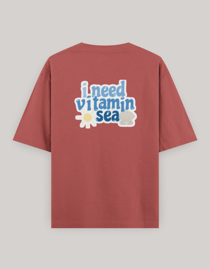 Coastal Mood Oversized Cotton T-Shirt t-shirt oversized fit cotton fabric heavyweight fabric printed design detail view by HAViT Apparel