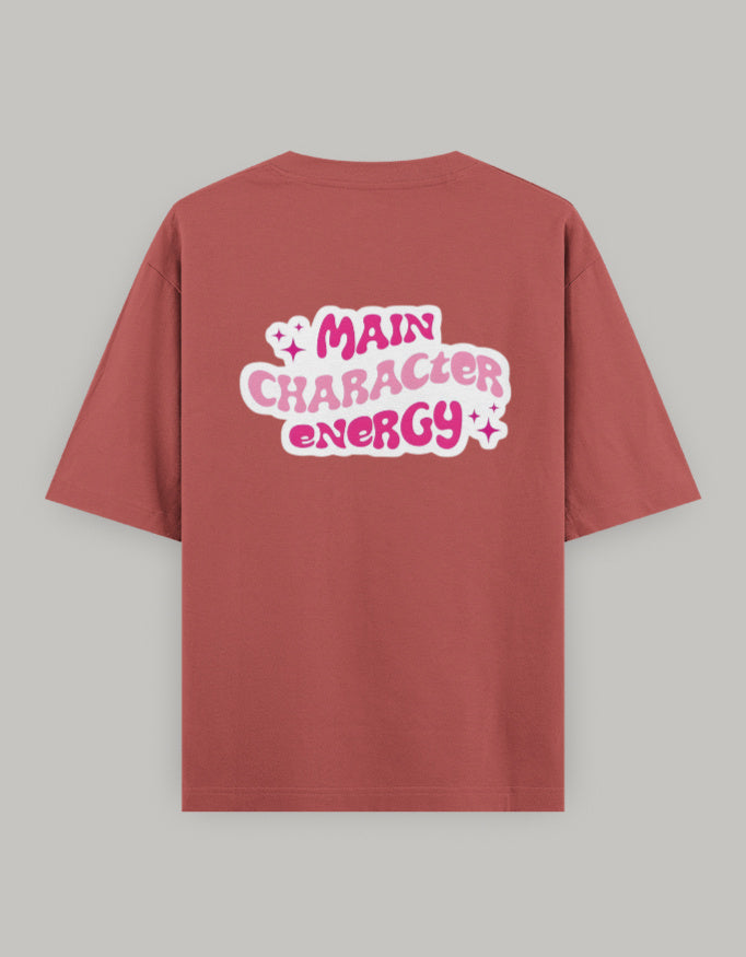 Main Character Vibes Oversized T-Shirt t-shirt oversized fit cotton fabric heavyweight fabric graphic print printed design detail view by HAViT Apparel
