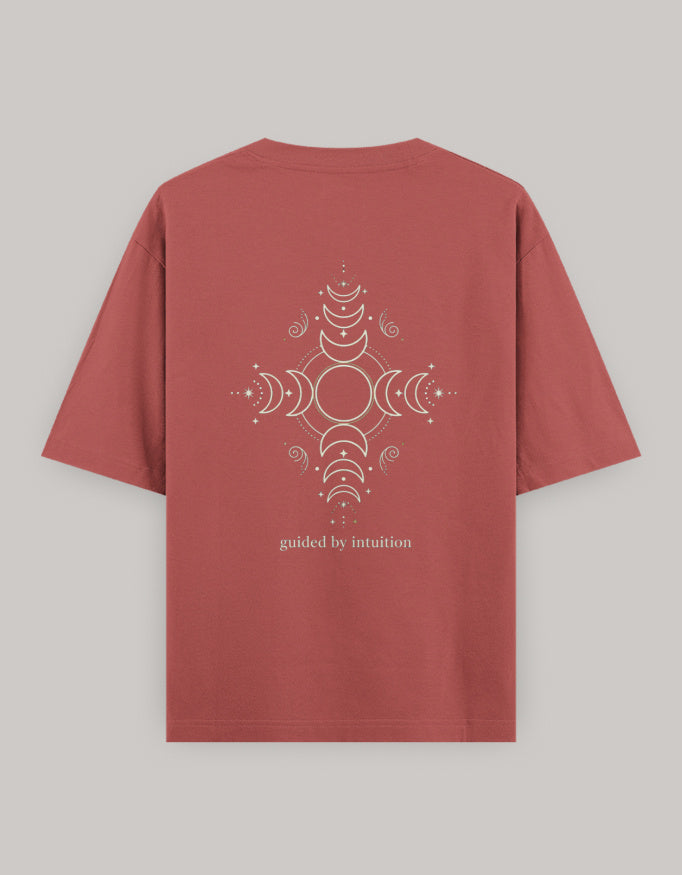 Cosmic Intuition Oversized Women’s T-Shirt t-shirt oversized fit cotton fabric heavyweight fabric printed design detail view by HAViT Apparel
