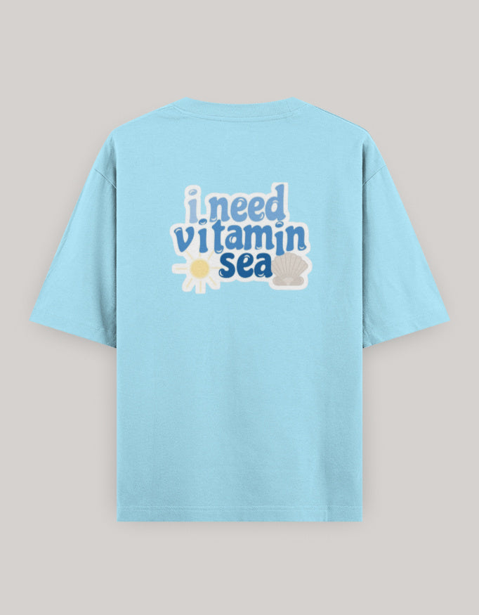 Coastal Mood Oversized Cotton T-Shirt t-shirt oversized fit cotton fabric heavyweight fabric printed design detail view by HAViT Apparel
