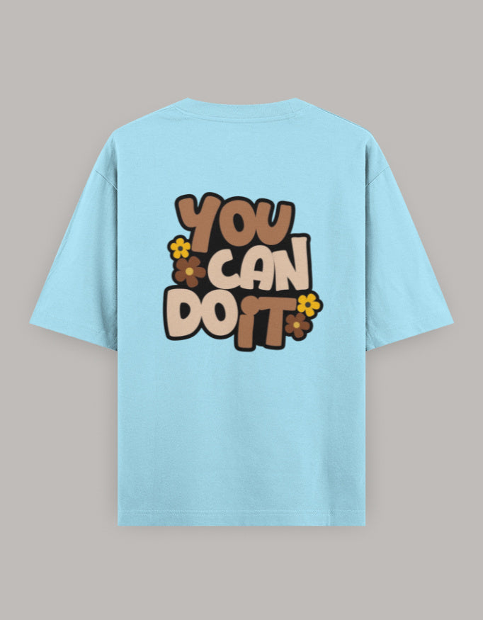 Believe in You Floral Oversized Tee t-shirt oversized fit cotton fabric heavyweight fabric printed design detail view by HAViT Apparel