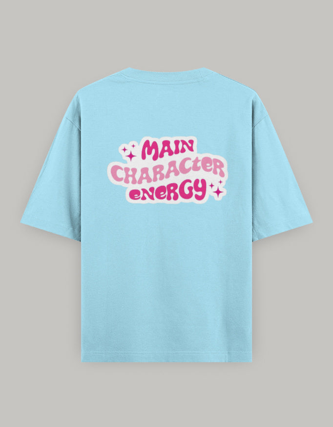 Main Character Vibes Oversized T-Shirt t-shirt oversized fit cotton fabric heavyweight fabric graphic print printed design detail view by HAViT Apparel