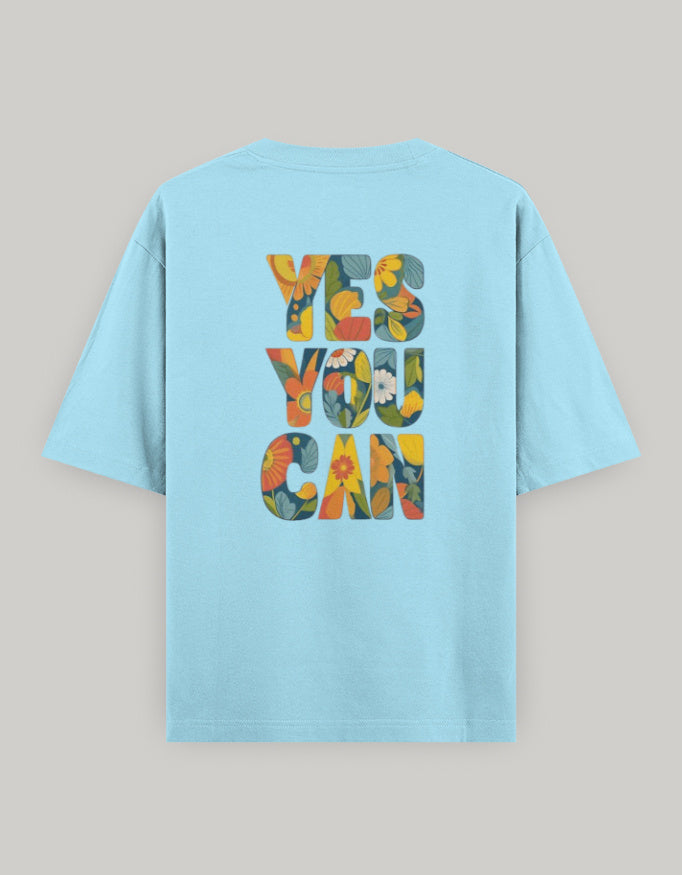 Bloom with Confidence Oversized Tee t-shirt oversized fit cotton fabric heavyweight fabric printed design detail view by HAViT Apparel