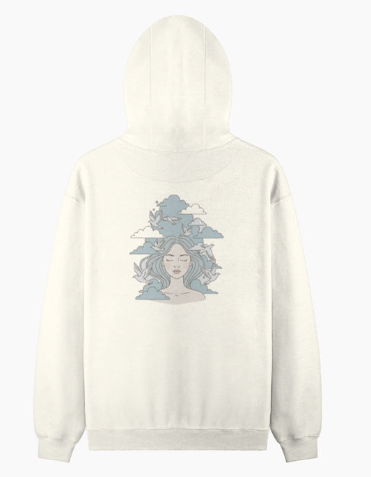 Calm Skies- Pullover Hoodie hoodie regular fit cotton fabric heavyweight fabric detail view by HAViT Apparel