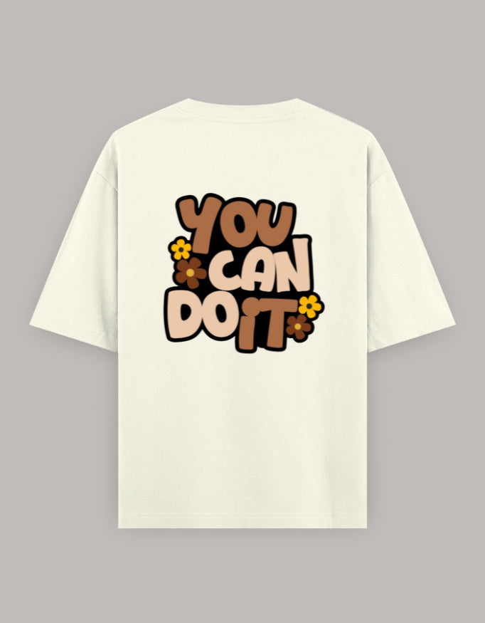 Believe in You Floral Oversized Tee t-shirt oversized fit cotton fabric heavyweight fabric printed design detail view by HAViT Apparel