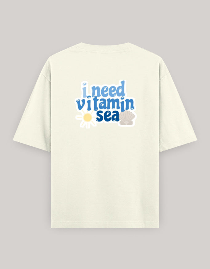 Coastal Mood Oversized Cotton T-Shirt t-shirt oversized fit cotton fabric heavyweight fabric printed design detail view by HAViT Apparel