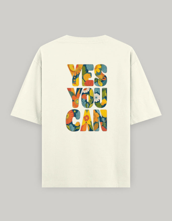 Bloom with Confidence Oversized Tee t-shirt oversized fit cotton fabric heavyweight fabric printed design detail view by HAViT Apparel