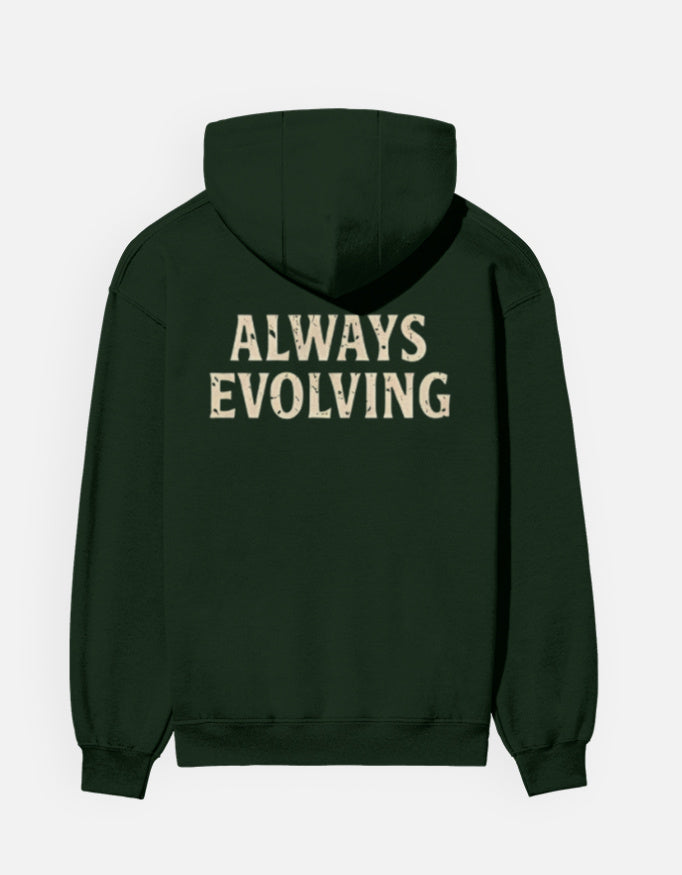 Always Evolving- Hoodie sweatshirt regular fit cotton fabric heavyweight fabric detail view by HAViT Apparel