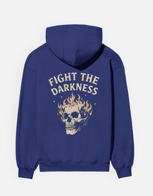 Fight The Darkness- Hoodie sweatshirt regular fit cotton fabric heavyweight fabric detail view by HAViT Apparel