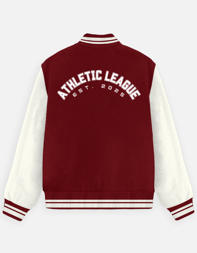 Vintage Athletic Varsity Jacket jacket cotton fabric heavyweight fabric printed design detail view by HAViT Apparel
