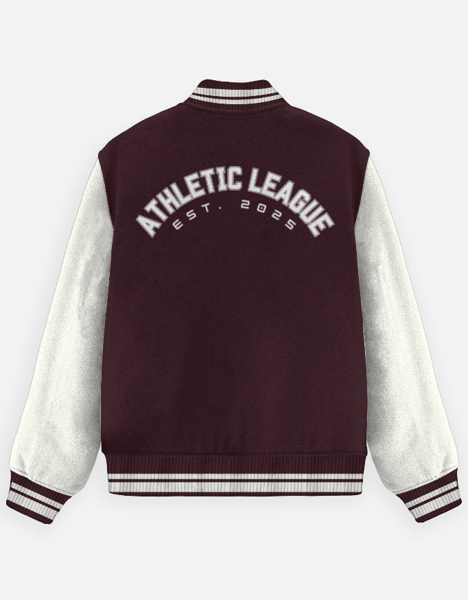 Vintage Athletic Varsity Jacket jacket cotton fabric heavyweight fabric printed design detail view by HAViT Apparel