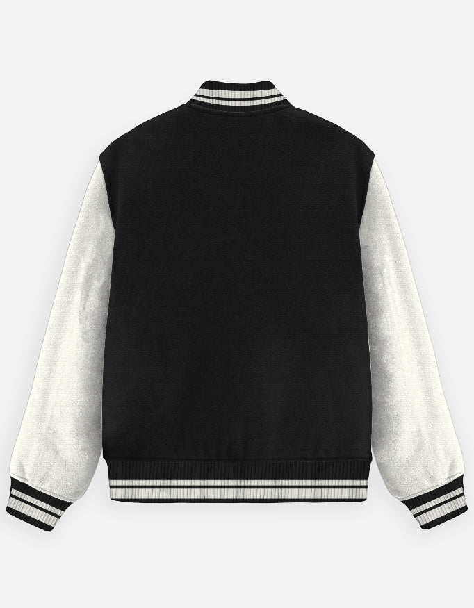 Minimal Luxury Varsity Jacket – Originals Edition jacket cotton fabric heavyweight fabric detail view by HAViT Apparel