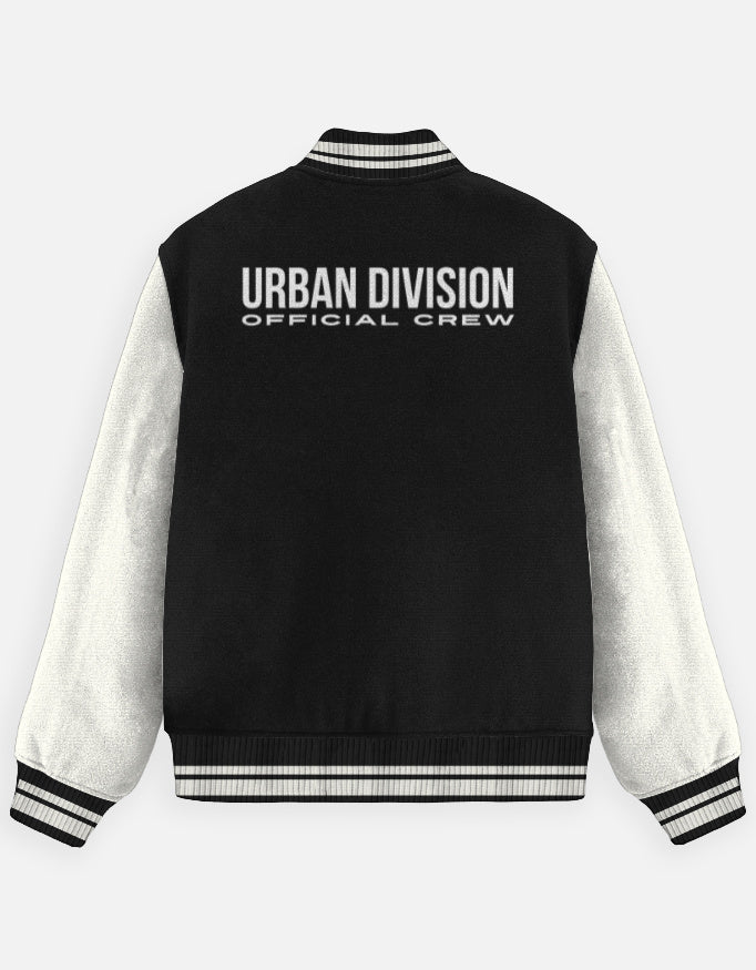 Urban Crew Streetwear Varsity Jacket jacket cotton fabric heavyweight fabric detail view by HAViT Apparel