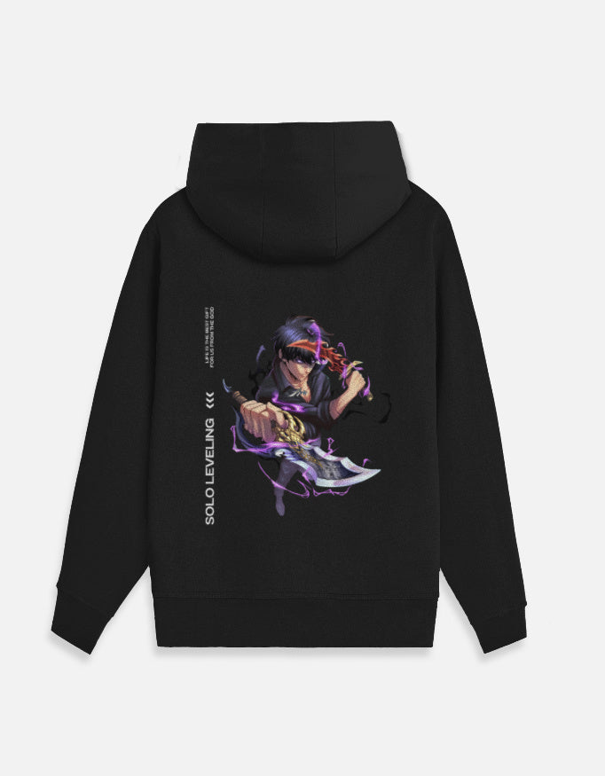 Anime Zip Hoodie hoodie regular fit cotton fabric heavyweight fabric graphic print printed design anime inspired design detail view by HAViT Apparel