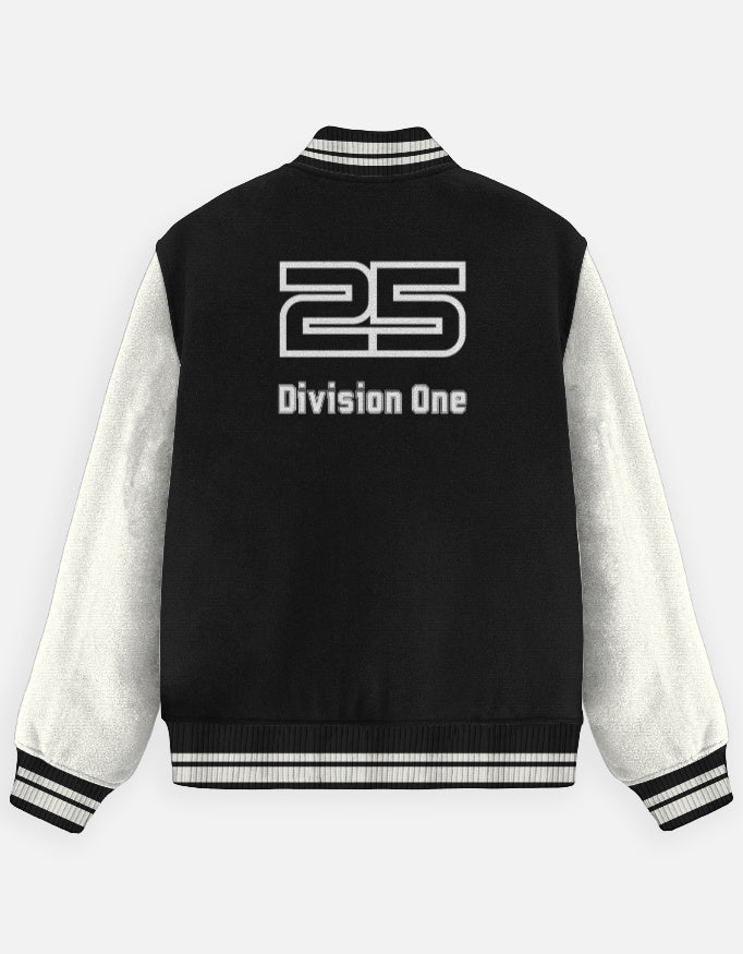 League 25 Number Varsity Jacket jacket oversized fit cotton fabric heavyweight fabric detail view by HAViT Apparel