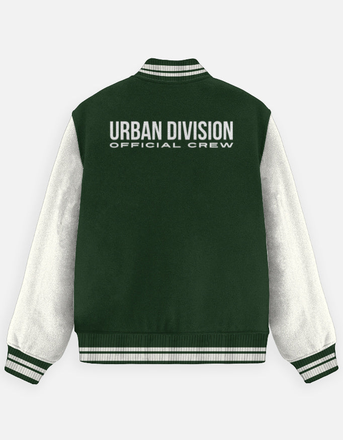 Urban Crew Streetwear Varsity Jacket jacket cotton fabric heavyweight fabric detail view by HAViT Apparel