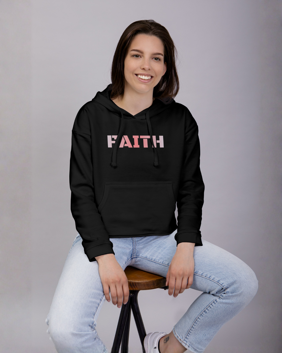 FAITH Hoodie hoodie regular fit cotton fabric heavyweight fabric printed design detail view by HAViT Apparel