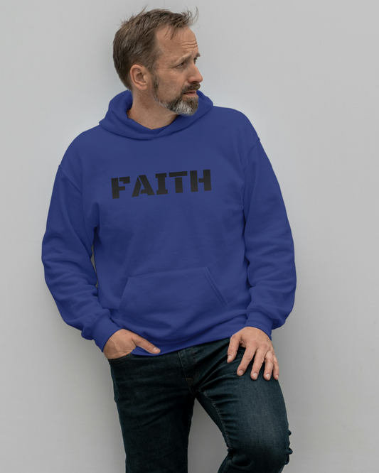 Faith Classic Hoodie hoodie regular fit cotton fabric heavyweight fabric printed design detail view by HAViT Apparel