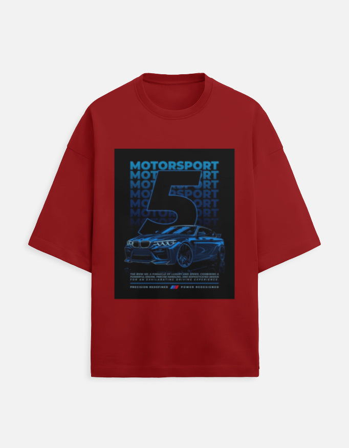 Motorsport Five Oversized Terry Tshirt oversized fit cotton fabric heavyweight fabric graphic print printed design detail view by HAViT Apparel