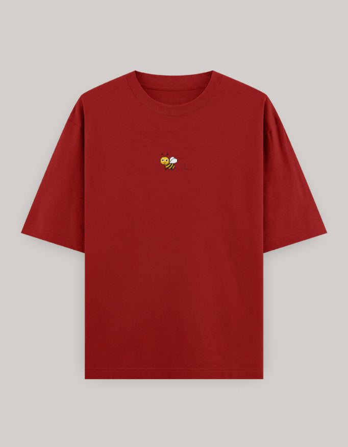 Sweet Sting Embroidered Oversized Women’s Tee t-shirt oversized fit cotton fabric heavyweight fabric embroidered design detail view by HAViT Apparel