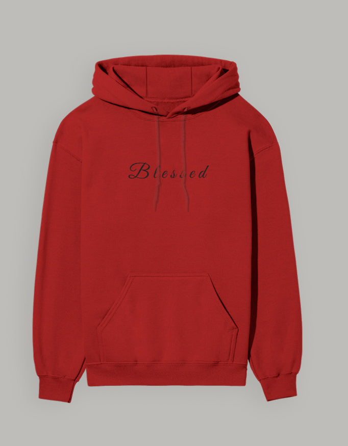 Blessed Hoodie – Minimal Lifestyle Edition hoodie regular fit cotton fabric heavyweight fabric printed design detail view by HAViT Apparel