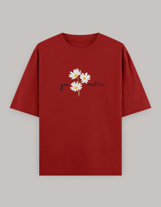 Self Love Bloom Oversized Tee t-shirt oversized fit cotton fabric heavyweight fabric printed design detail view by HAViT Apparel