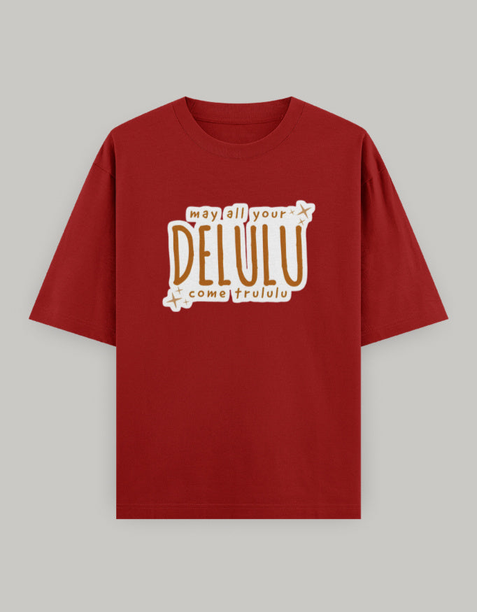 Delulu Manifestation Oversized Tee t-shirt oversized fit cotton fabric heavyweight fabric printed design detail view by HAViT Apparel