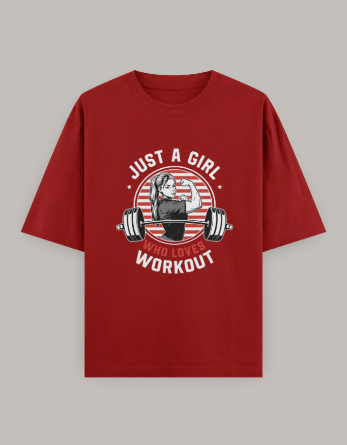 Girl Power Oversized Workout Tee t-shirt oversized fit detail view by HAViT Apparel