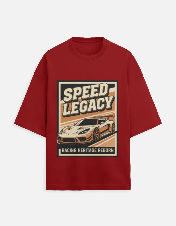 Speed Legacy Oversized Terry Tshirt oversized fit cotton fabric heavyweight fabric graphic print printed design detail view by HAViT Apparel