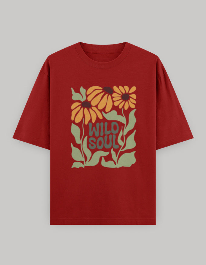 Untamed Soul Oversized Cotton T-Shirt t-shirt oversized fit cotton fabric heavyweight fabric printed design detail view by HAViT Apparel