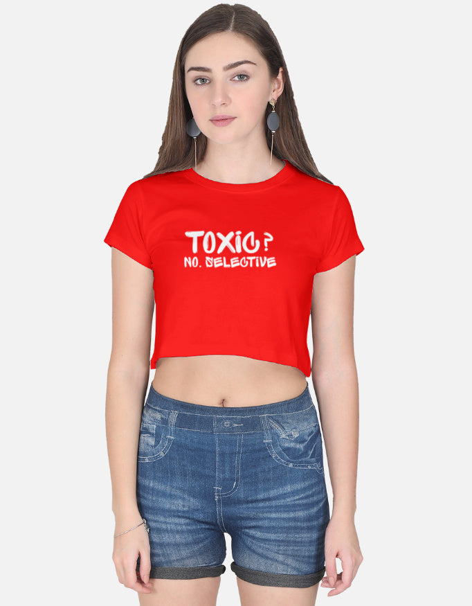 Minimal Toxic Vibes Crop Tee cotton fabric heavyweight fabric detail view by HAViT Apparel