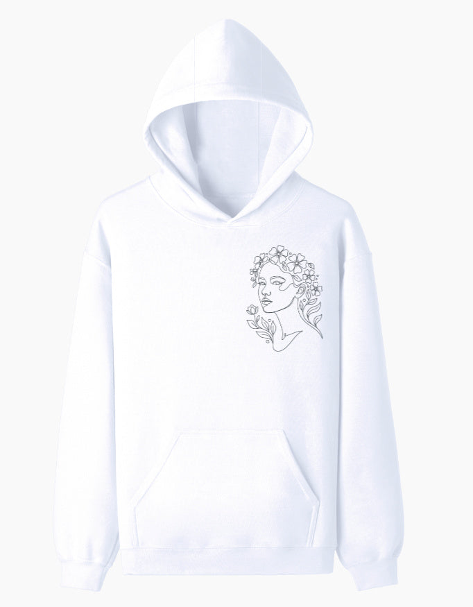 Blooming Thoughts Pullover Hoodie hoodie regular fit cotton fabric heavyweight fabric detail view by HAViT Apparel