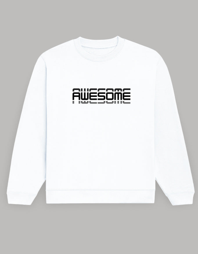 Men Regular Fit Sweatshirt – AWESOME Graphic Dark Edition sweatshirt regular fit cotton fabric heavyweight fabric graphic print printed design detail view by HAViT Apparel