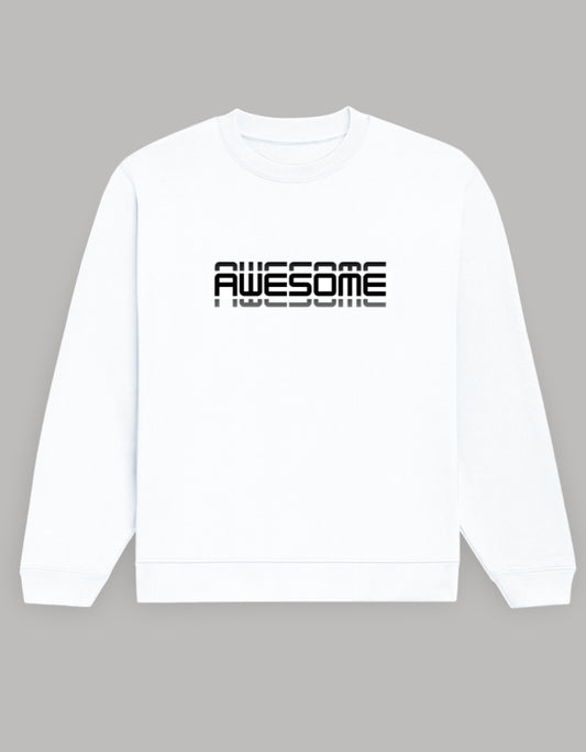 Men Regular Fit Sweatshirt – AWESOME Graphic Dark Edition sweatshirt regular fit cotton fabric heavyweight fabric graphic print printed design detail view by HAViT Apparel