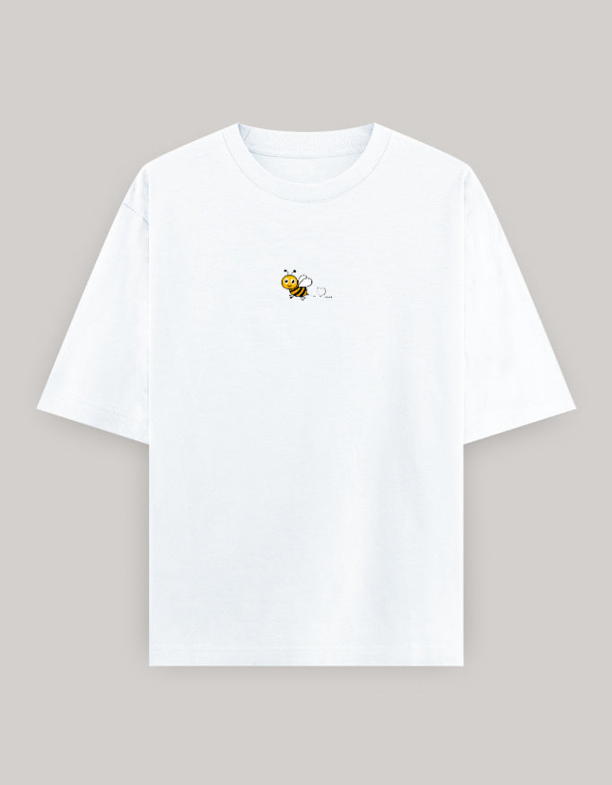 Sweet Sting Embroidered Oversized Women’s Tee t-shirt oversized fit cotton fabric heavyweight fabric embroidered design detail view by HAViT Apparel