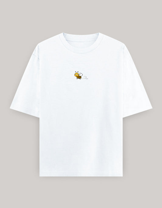 Sweet Sting Embroidered Oversized Women’s Tee t-shirt oversized fit cotton fabric heavyweight fabric embroidered design detail view by HAViT Apparel