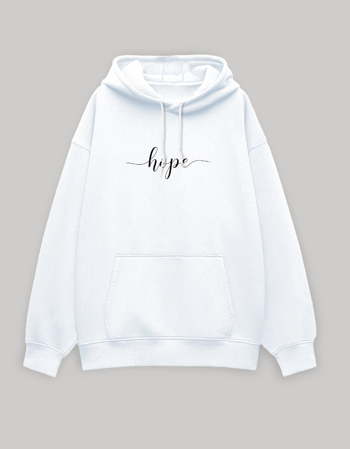 HOPE Oversized Hoodie – Minimal Uplift Edition hoodie oversized fit cotton fabric heavyweight fabric printed design detail view by HAViT Apparel