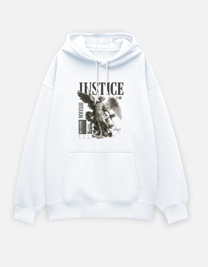 Divine Justice- Oversized Hoodie hoodie oversized fit cotton fabric heavyweight fabric detail view by HAViT Apparel