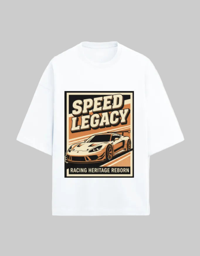 Speed Legacy Oversized Terry Tshirt oversized fit cotton fabric heavyweight fabric graphic print printed design detail view by HAViT Apparel