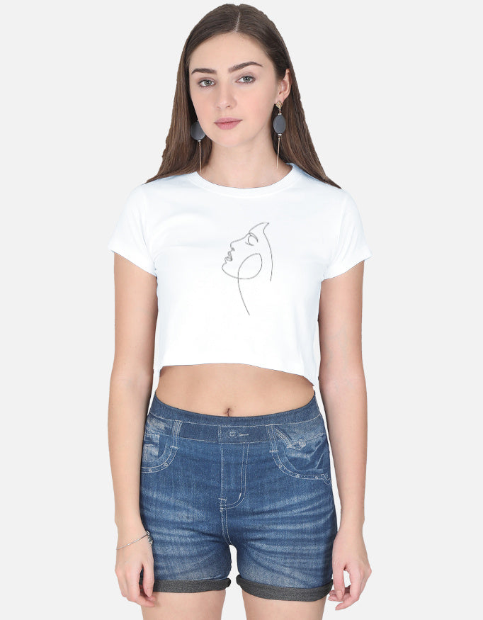 Single Line Beauty Crop Top cotton fabric heavyweight fabric detail view by HAViT Apparel