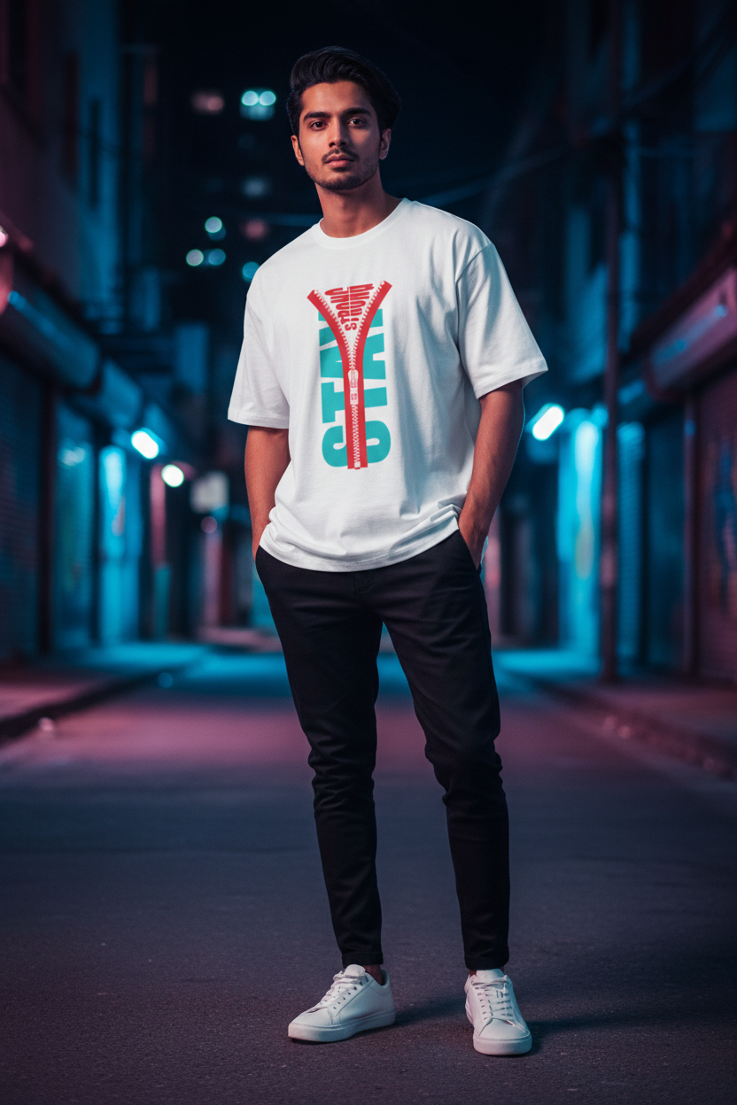 STAY STRONG Zip Graphic Oversized Standard T-Shirt