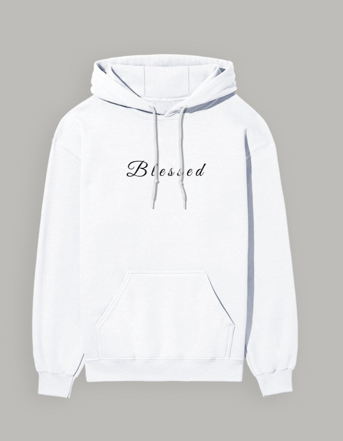 Blessed Hoodie – Minimal Lifestyle Edition hoodie regular fit cotton fabric heavyweight fabric printed design detail view by HAViT Apparel