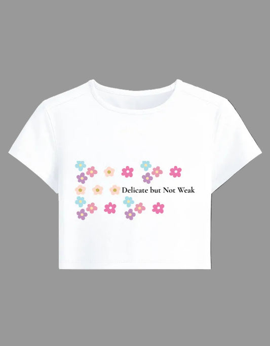 Empowered Baby Tee – Minimal Quote cotton fabric heavyweight fabric detail view by HAViT Apparel
