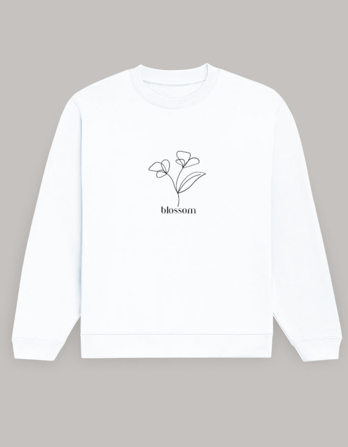 Women’s Regular Fit Sweatshirt with Blossom Floral Graphic Dark Edition sweatshirt regular fit cotton fabric heavyweight fabric printed design detail view by HAViT Apparel